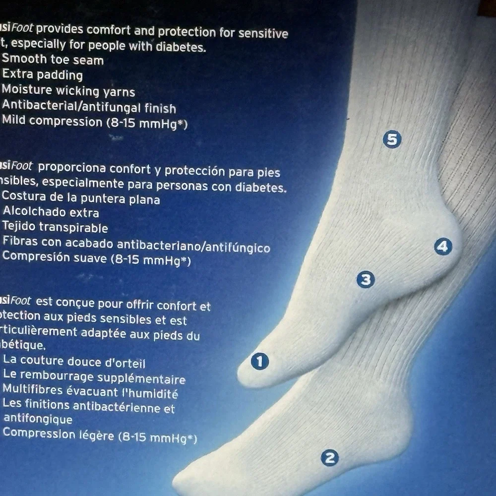 SensiFoot Jobst Diabetic Sock Color Black Knee Style Medium Size